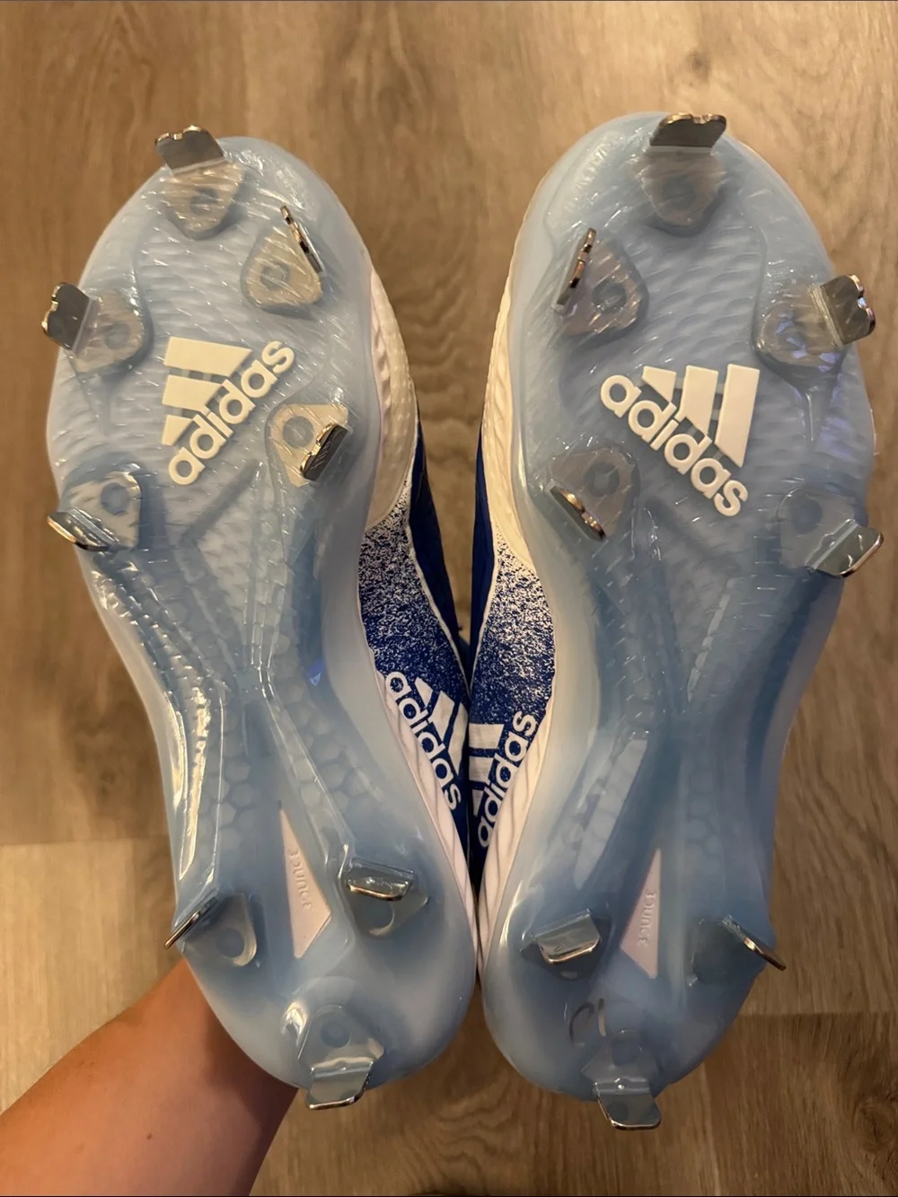 adidas bounce Royal Blue and White cleats